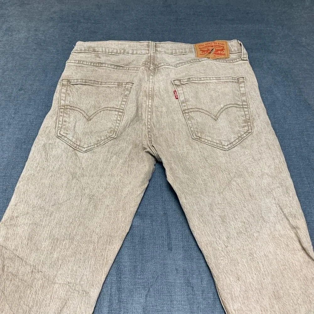 Levi's 512 Jeans Mens 31x30 Beige Denim Cotton Slim Fit Mid Rise Tapered Leg